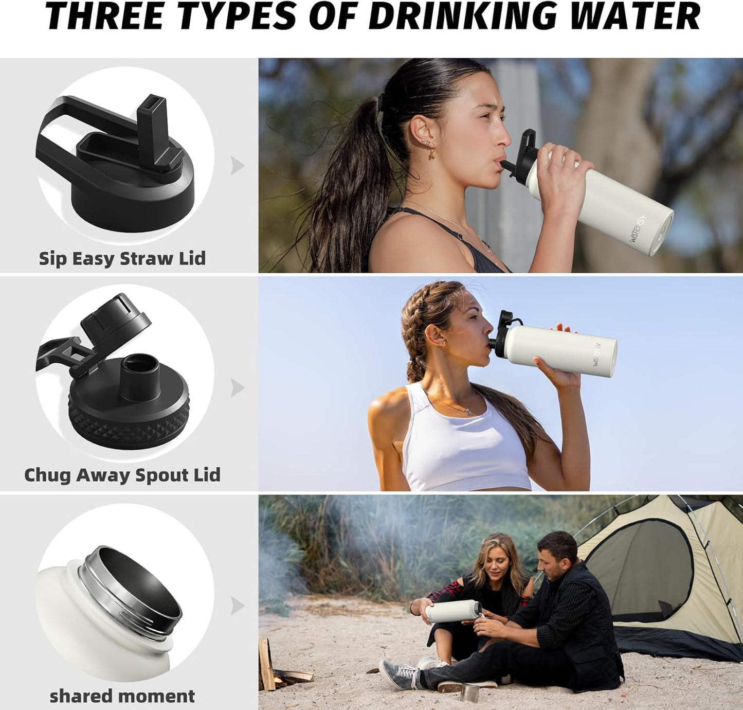 40oz Insulated Water Bottle (Cold for 48 Hrs),BPA Free&Leak Proof,Stainless Steel Water Flask,Water Jug with Straw Spout Lids for Gym,Hiking,Travel,Black Blue