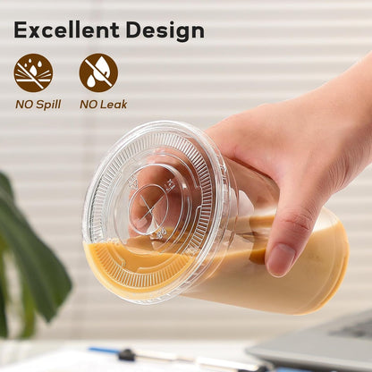 AOZITA 25 Pack - 16 oz Plastic Cups with Lids and Straws, Clear Iced Coffee Cups with Lids, Disposable Cups with Lids for Cold Drinks, Iced Tea, Milkshakes, Smoothies - Durable & BPA Free