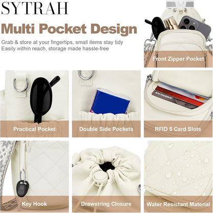 SYTRAH Water Bottle Bag Crossbody，Insulated Water Bottle Purse Crossbody Water Bottle Holder with Strap 40 oz