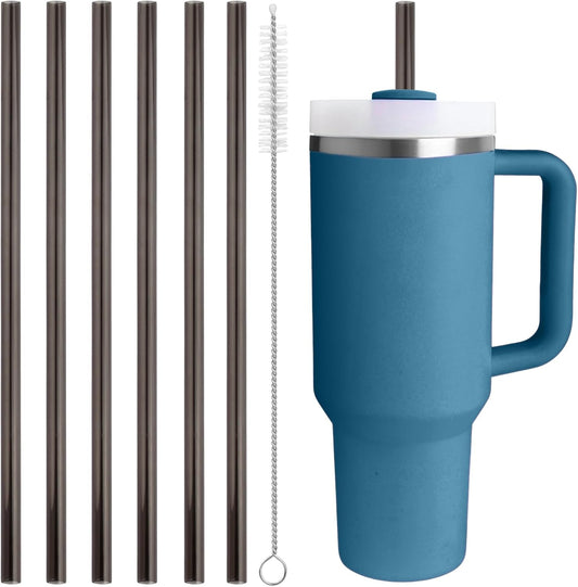 Replacement Straw Compatible with 40 oz Stanley Quencher Tumbler, 12 Inch Extra Long Reusable Plastic Straws for 40 Oz Cup,Clear-6 Pack