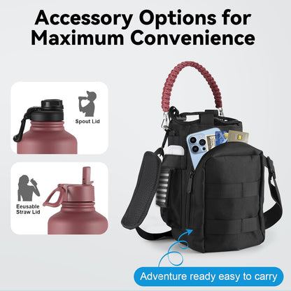 KXIAOCHEN Insulated Water Bottle With Strap, Cold For 48 Hrs Leak Proof, Triple Wall Stainless Steel Sports Water Bottle With Straw And Spout Lid For Gym Hiking Travel