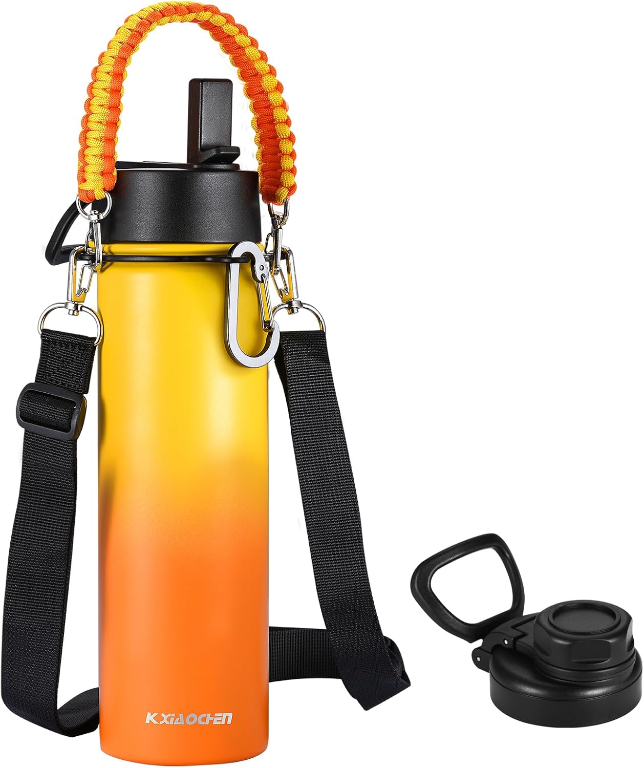 KXIAOCHEN Insulated Water Bottle With Strap, Cold For 48 Hrs Leak Proof, Triple Wall Stainless Steel Sports Water Bottle With Straw And Spout Lid For Gym Hiking Travel