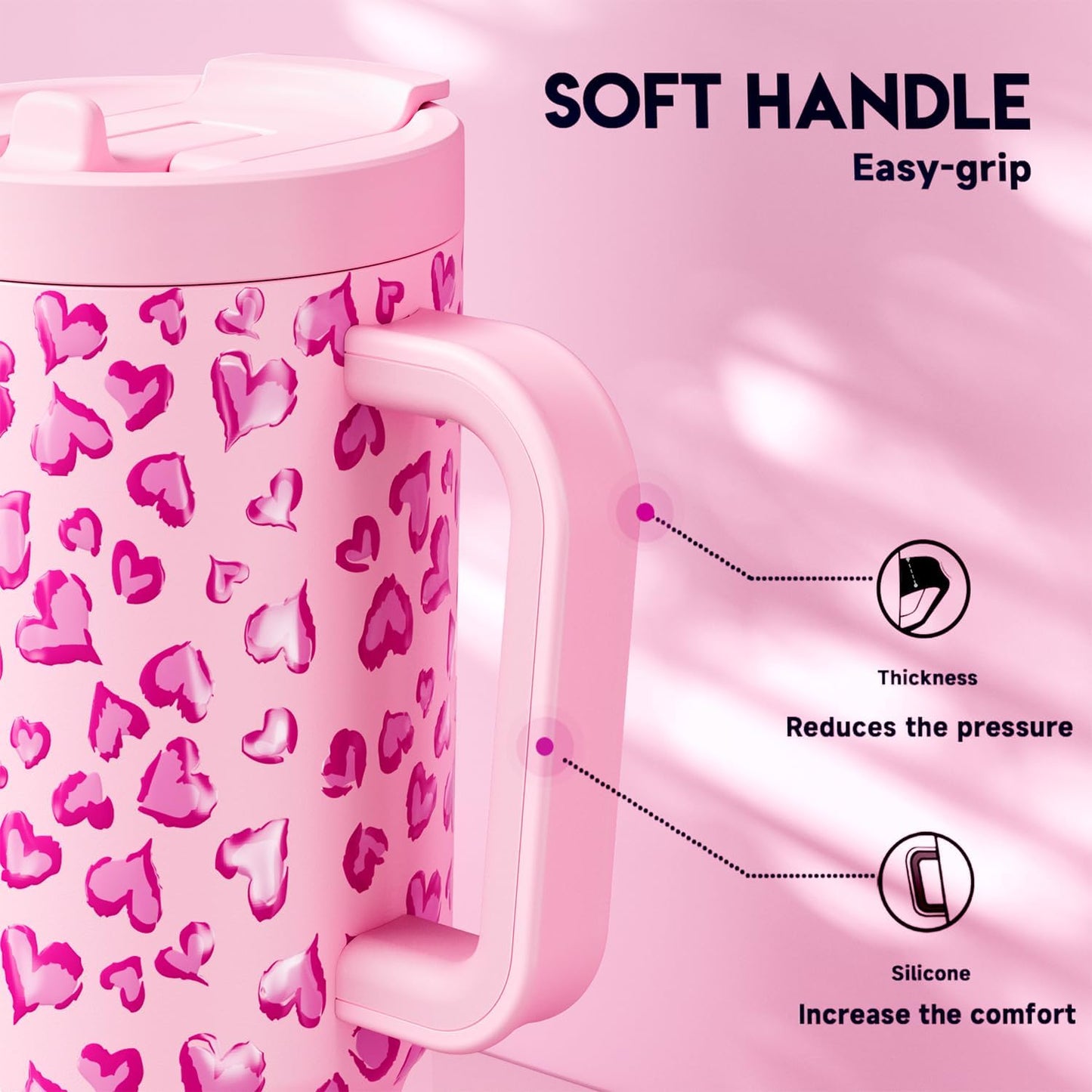 Meoky 32 oz Tumbler with Handle and Flip Straw, 100% Leakproof Tumbler with Lid and Straw, Stainless Steel Insulated Cup, Cupholder Friendly, Keeps Cold for 24 Hours (Night)