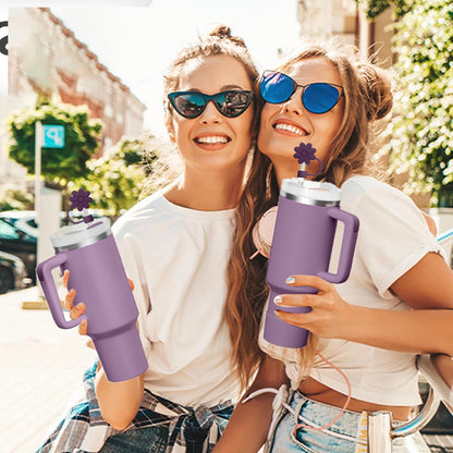 Flower Straw Covers Toppers for Stanley Cups 30&40 Oz Tumbler with Handle Accessories 4PCS Silicone Straw Caps Reusable Straws Tips Protectors for Stanley Cup 10mm 0.4in Straws,Off White