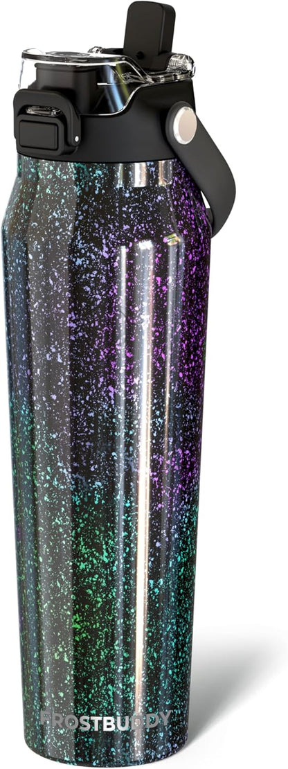 Frost Buddy 24oz Insulated Water Bottle with Straw & Chug Lid | Leak-Proof Stainless Steel | 24-Hours Cold | Sweat-Proof, Cup Holder Friendly | Ideal for Gym, Travel, Sports & Everyday Hydration - Colors B