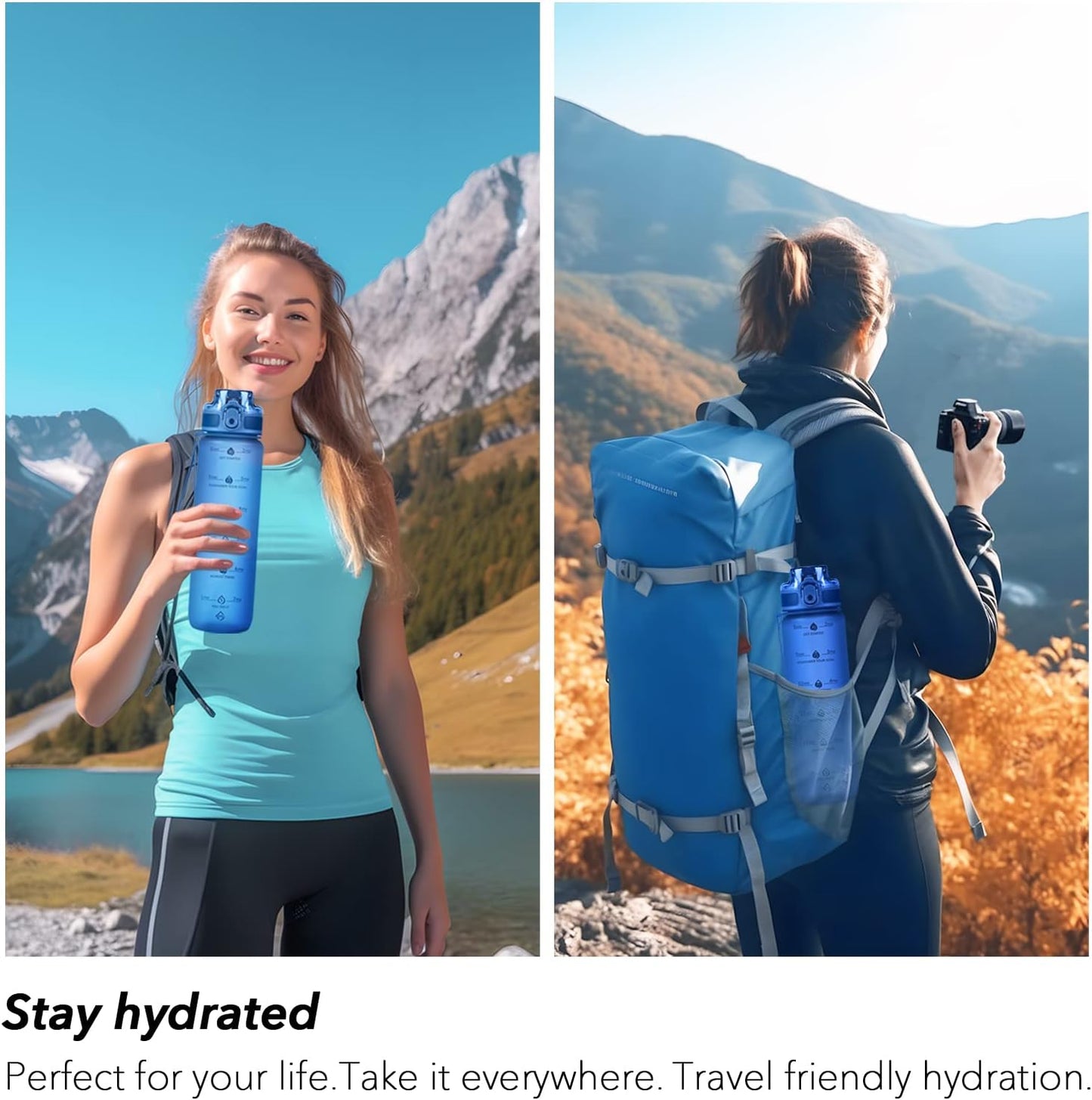 32oz Water Bottle with Time Marker, Motivational Drinking Bottle with Strap, BPA-Free Leak-Proof, Encouraging Water Bottle Time to Drink Water for Gym School Office Travel