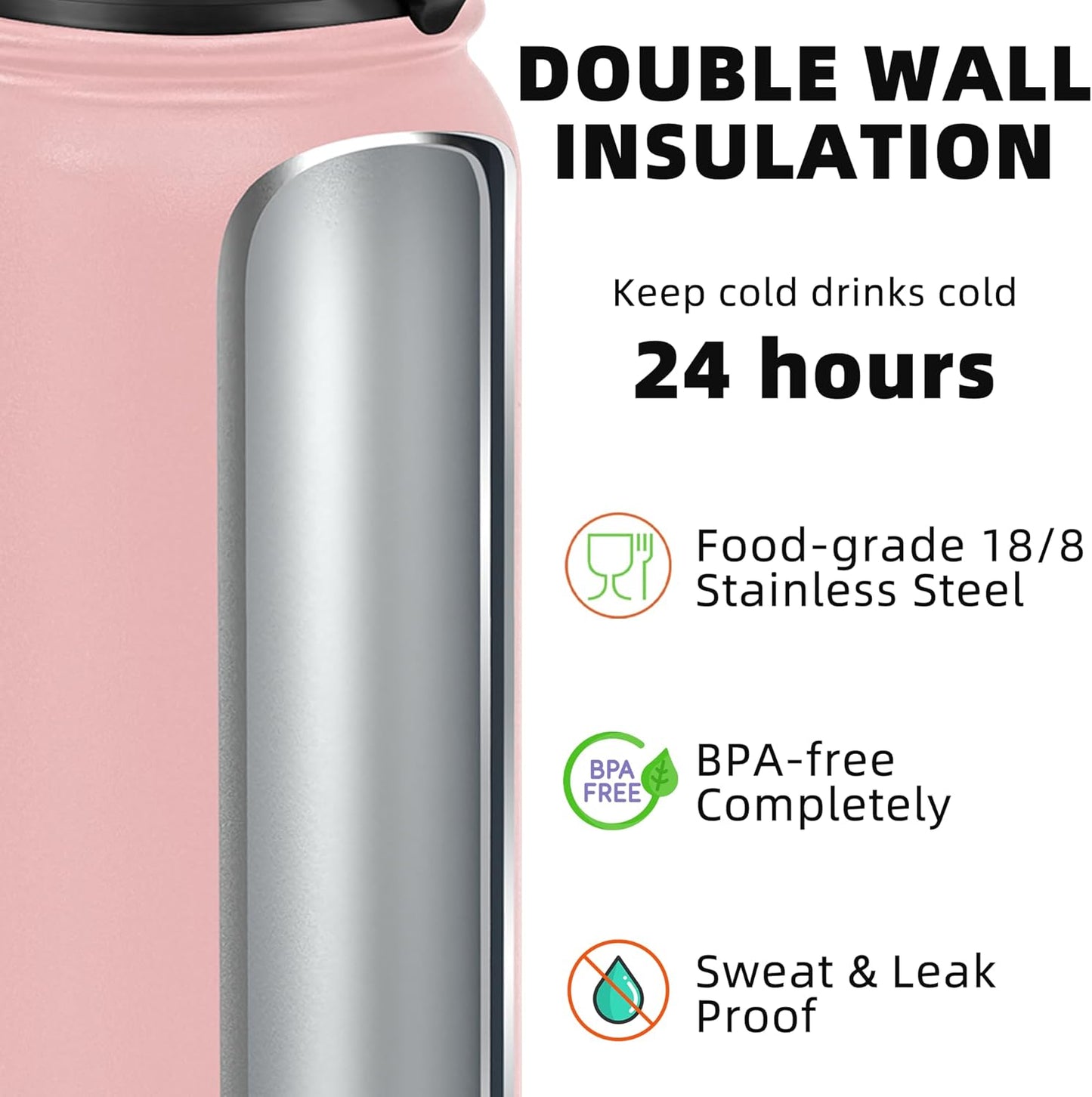 Fanhaw 20 oz Insulated Stainless Steel Water Bottle with Anti-Dust Chug Lid, Leakproof Vacuum Metal Everyday Use Bottle for Kids, Teens & Adults, Back to School Essentials (Green Blue)