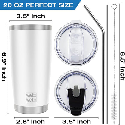WETOWETO 20oz Tumbler, Stainless Steel Vacuum Insulated Coffee Travel Mug, Double Wall Powder Coated Insulated Coffee Mug Travel Mug with Lid Thermal Cup for Outdoor (Navy Blue, 1 Pack)