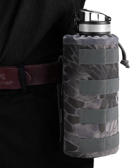 Gonex Tactical MOLLE Water Bottle Pouch, Drawstring Open Top & Mesh Bottom Travel Water Bottle Bag Hydration Carrier