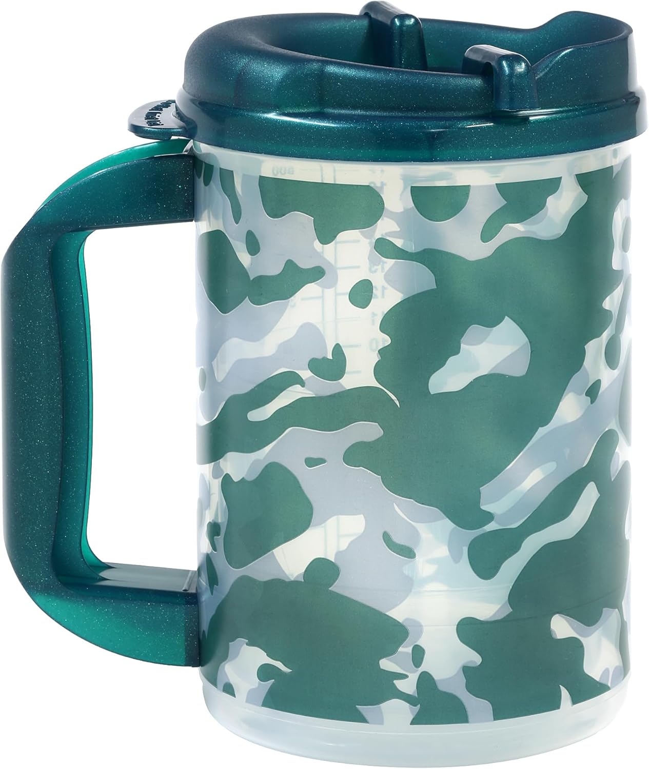 Plum Hill Hospital Cup with Lid and Straw, Large Water Cup with Straw and Handle, Hospital Mugs with Lid and Straw, 20 Oz Blue Medical Water Bottle, Clear Plastic Mug