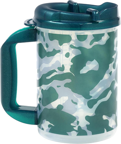 Plum Hill Hospital Cup with Lid and Straw, Large Water Cup with Straw and Handle, Hospital Mugs with Lid and Straw, 20 Oz Blue Medical Water Bottle, Clear Plastic Mug