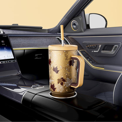 Meoky 40 oz Tumbler with Handle and Straw: Stainless Steel Insulated Tumbler with Lid and Straw - 100% Leak Proof Tumbler for Car Cup Holders - Travelers Commuters Workers, Donut