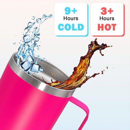 20 oz Tumbler with Handle and Lid, Stainless Steel Tumbler Insulated Travel Coffee Mug, Spill Proof Double Wall Vacuum Tumbler Cup Keep Drink Hot & Cold,White, 1 Pack
