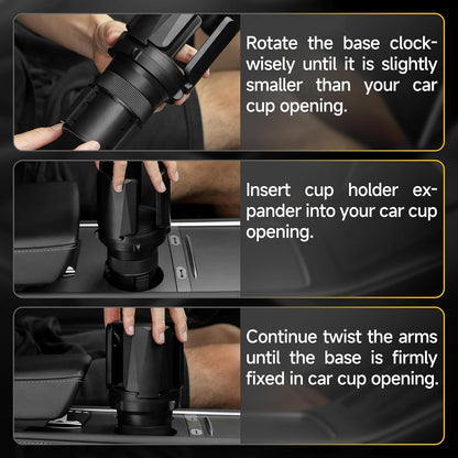 DYLEN Car Cup Holder Expander, Cup Holder Expander Adapter for Car with Expandable Arms, Fits Yeti, HydroFlask, Stanley 14-64oz, Other Large Drinks and Mugs in 2.5”-5.9”