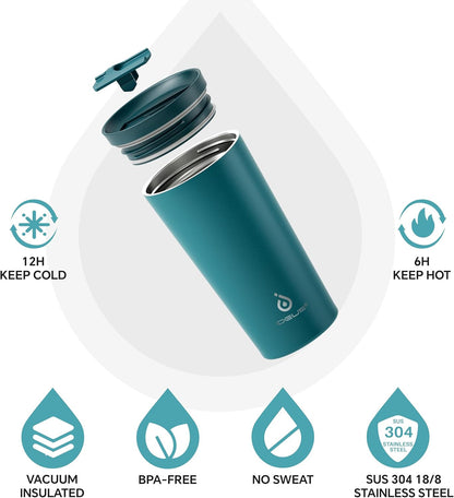Ideus 17 oz Travel Coffee Mug, Double Wall Vacuum Stainless Steel Insulated Coffee Tumbler With Lid, Splash-Proof & Cup Holder Friendly, Keeps Drinks Hot/Cold, Dishwasher Safe, Purple