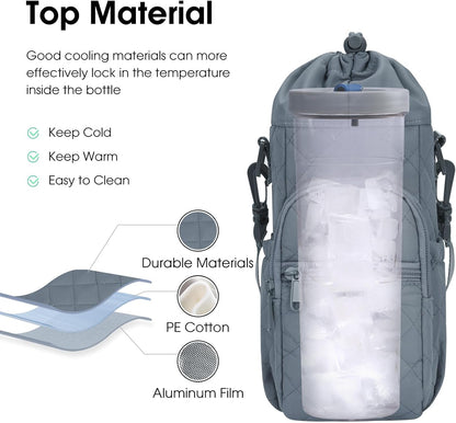 sportsnew Water Bottle Holder 40oz Crossbody Insulated Cup Sleeve Water Bottle Carrier Sling Bag with Phone Pocket, Walking
