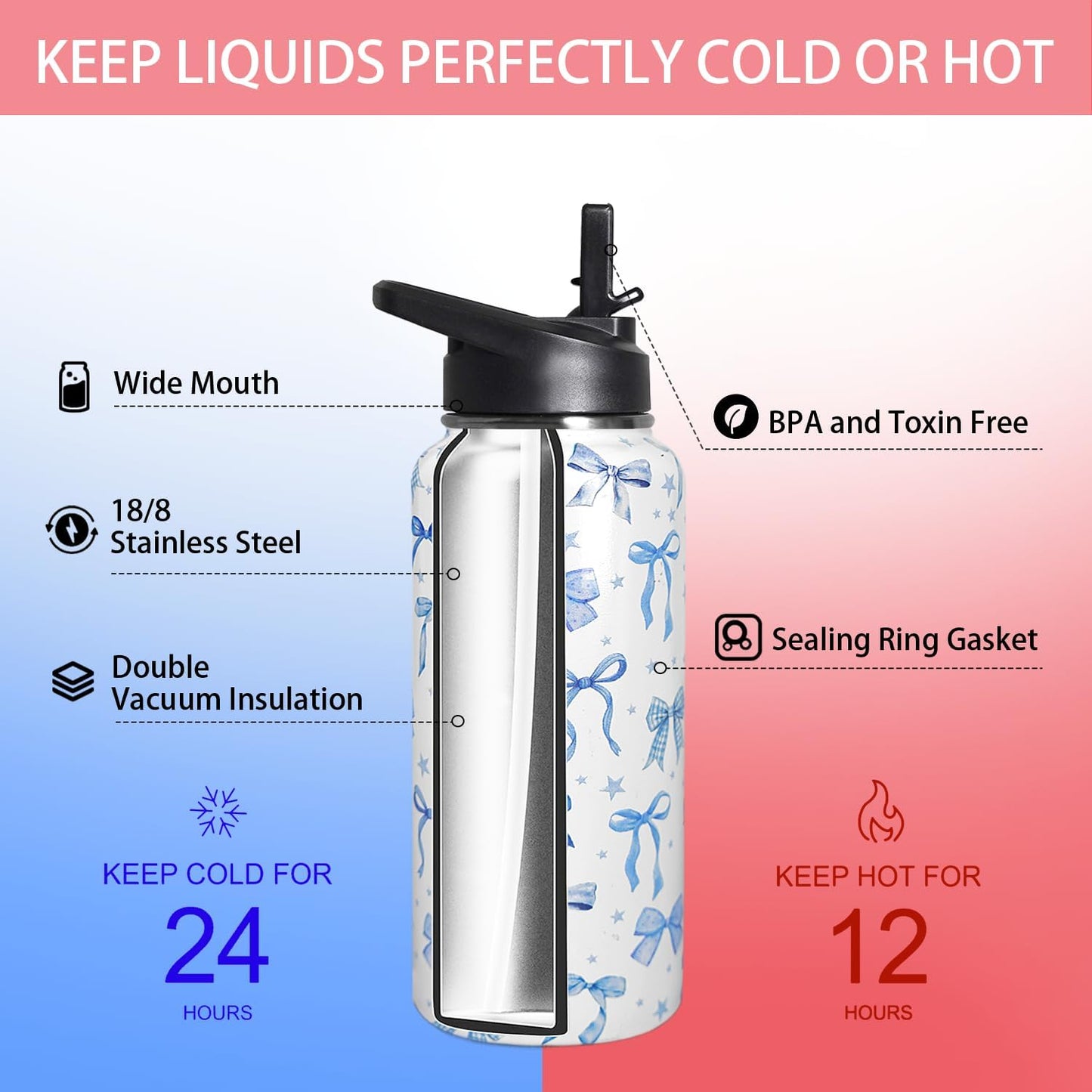 32 oz Pickleball Insulated Water Bottle with Straw - Pickleball Gym Hiking Sports Coffee Mug | Perfect Pickleball Gifts for Women, Pickleball Decor Accessories