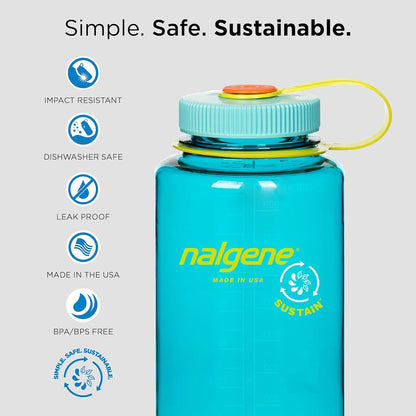 Nalgene 32 oz Wide Mouth Water Bottle | BPA-Free, Durable & Leak Proof, Lightweight Bottle for Hiking & Gym, Work & Travel