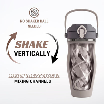 Earth Stone - 24oz Insulated Protein Shaker Bottle - Medical-Grade 316 Stainless Steel - Patent-Pending Clump-Free Design - Odor Proof & Leak-Proof Metal Blender Cup