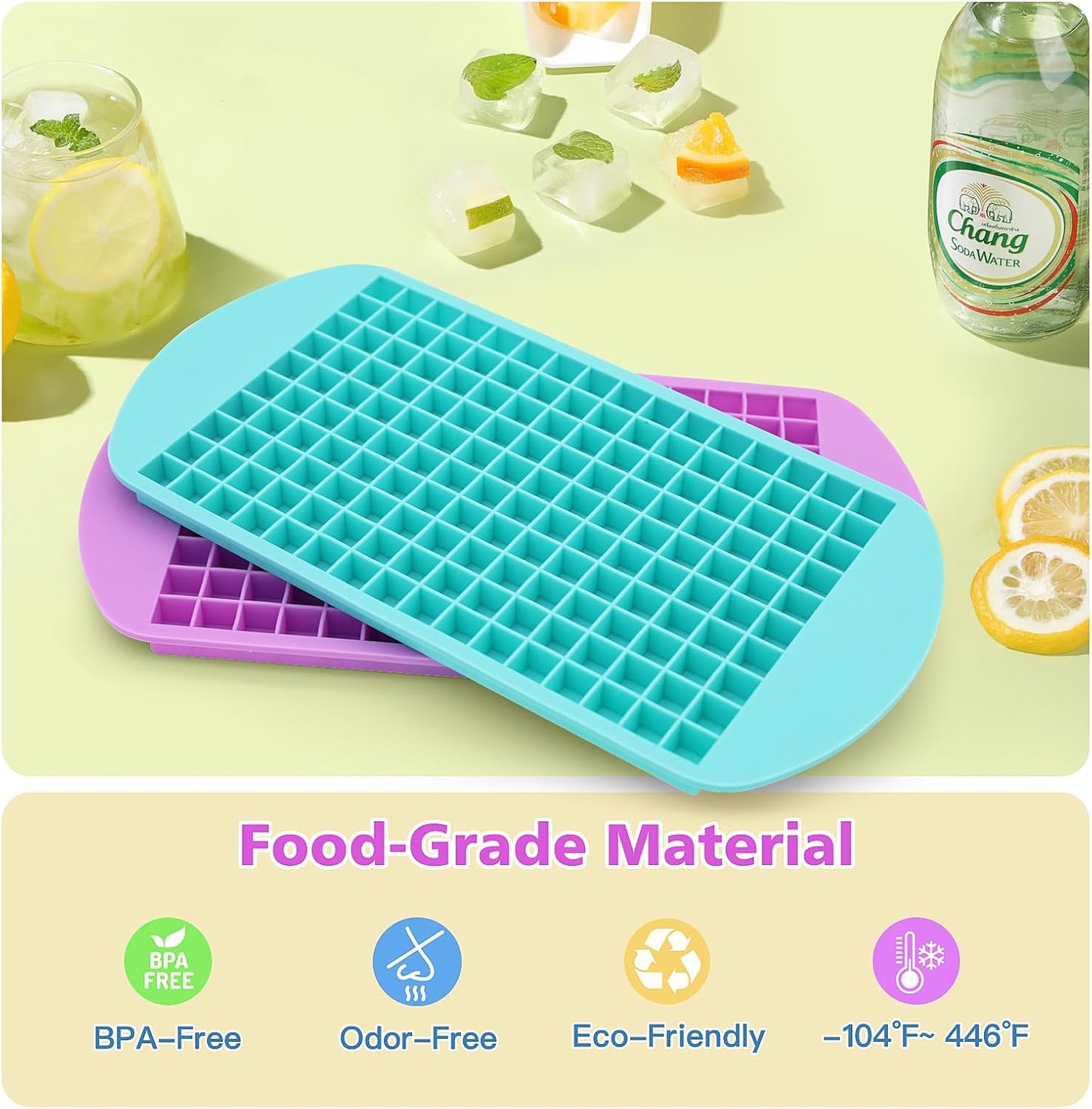 Mini Ice Cube Trays for Freezer 1 Pack — 160 Small Crushed Ice Cube Molds, BPA Free Food Grade Silicone, Easy Release Stackable Trays for Iced Coffee, Whiskey, Cocktail & Drinks