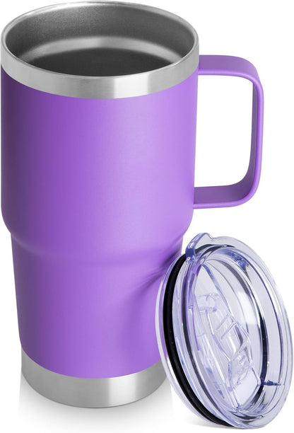 HASLE OUTFITTERS 20oz Tumbler with Handle & Lid, Insulated Stainless Steel Travel Mug, Leakproof Cup for Coffee, BPA-Free Double-Wall Vacuum Tumblers for Hot/Cold Drinks, Commuter, Gym, Office, Blue