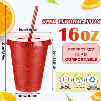Sieral 30 Pack Cups with Lids and Straws Kids Tumbler with Straw Reusable Water Bottle Iced Coffee Travel Mug Adults Plastic Cups for Parties 16 oz (Candy Colors)