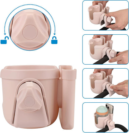 Accmor Stroller Cup Holder with Phone Holder, Bike Cup Holder, Universal Cup Holder for Uppababy Nuna Doona Strollers, 2-in-1 Cup Holder for Walker, Wheelchair, Scooter - Colors A