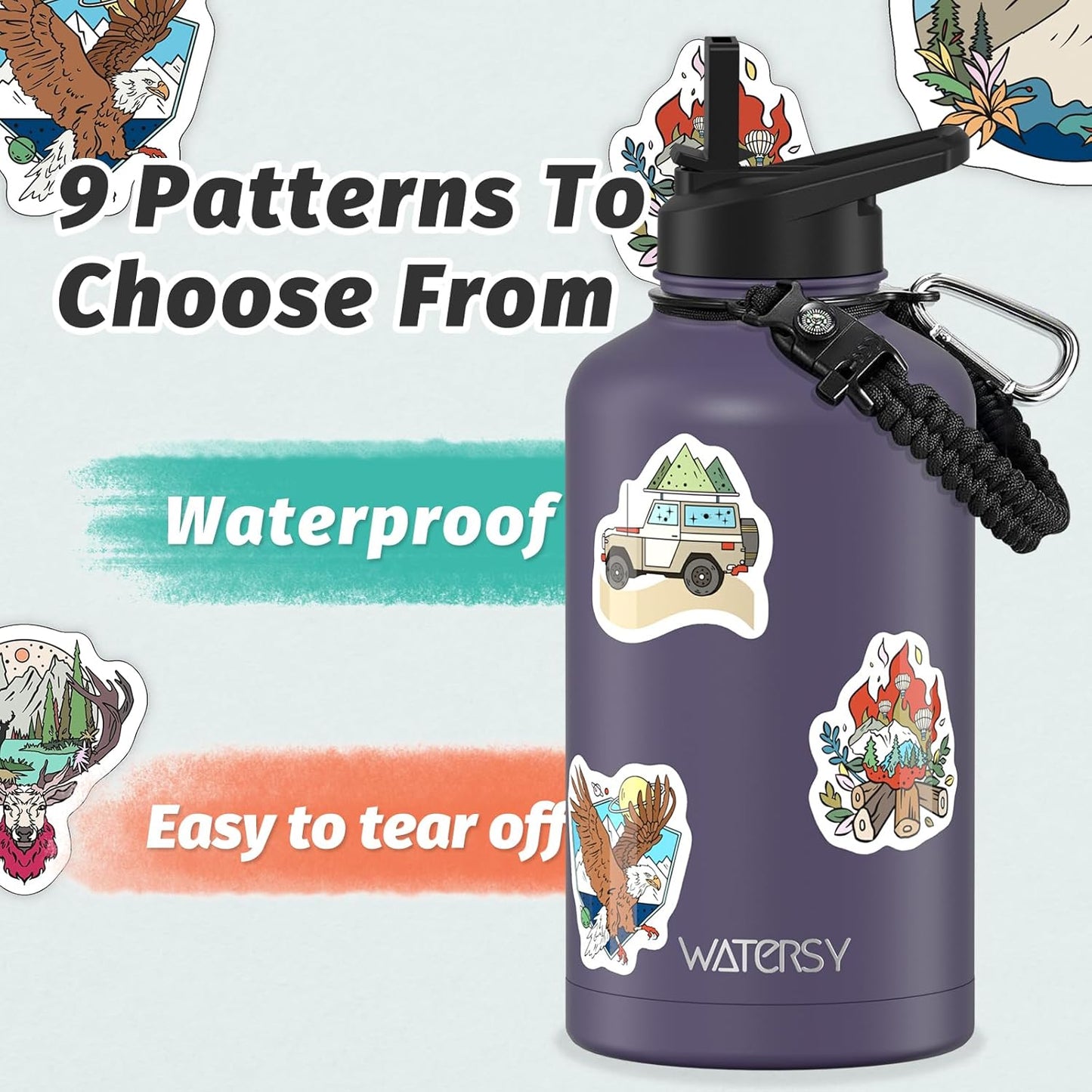 40oz Insulated Water Bottle (Cold for 48 Hrs),BPA Free&Leak Proof,Stainless Steel Water Flask,Water Jug with Straw Spout Lids for Gym,Hiking,Travel,Black Blue