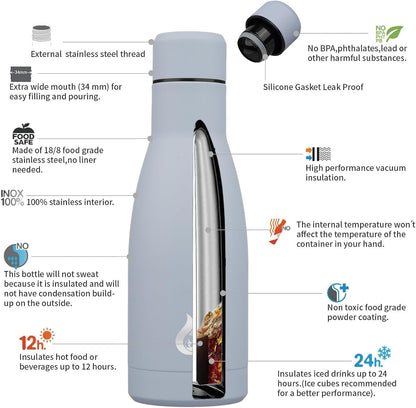BJPKPK Insulated Water Bottle 12oz Small Stainless Steel Water Bottles Reusable Metal Thermal Keep Cold and Hot,Dreamy Purple - Colors B