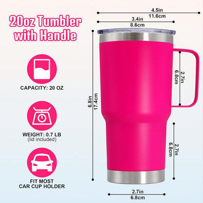20 oz Tumbler with Handle and Lid, Stainless Steel Tumbler Insulated Travel Coffee Mug, Spill Proof Double Wall Vacuum Tumbler Cup Keep Drink Hot & Cold,White, 1 Pack