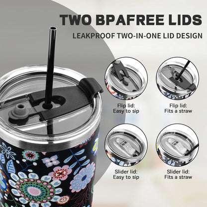 20 oz Tumbler with Lids and Straws, Stainless Steel Insulated Coffee Tumbler, Double Wall Vacuum Insulated Travel Mug Cup, Leakproof Thermal Coffee Cup for Hot and Cold Drinks (azure blue)