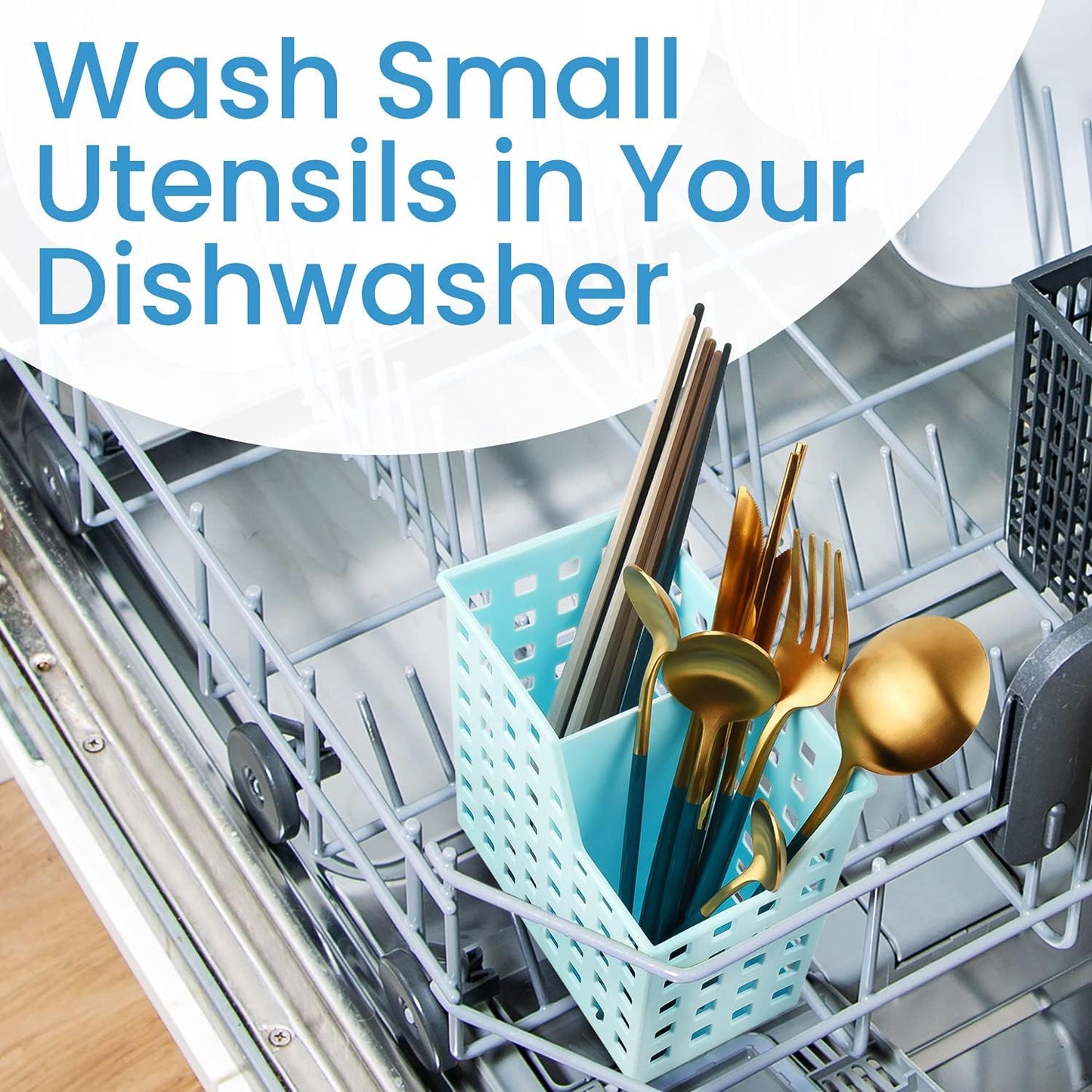 Impresa Straw & Chopstick Dishwasher Basket - Effortless Wash & Dry Chopstick Holder - Secure Clean Flow & Dishwasher Straw Holder for Compact Storage - Blue
