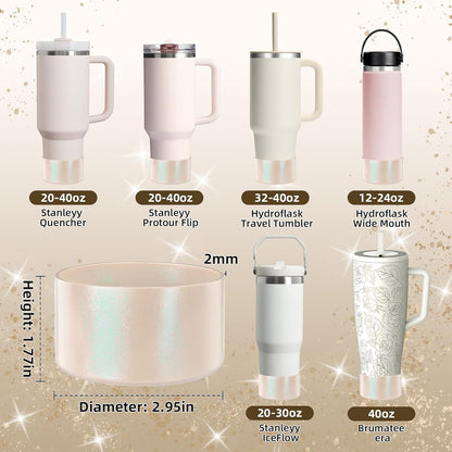 Glossy Gradient Silicone Boot, Compatible with Stanley H2.0 20-40oz & IceFlow 20-30oz, Chameleon Metallic Shimmer Cup Sleeve Protector for Hydroflask and Bottle Bottom with 2.8-3in