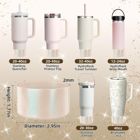 Glossy Gradient Silicone Boot, Compatible with Stanley H2.0 20-40oz & IceFlow 20-30oz, Chameleon Metallic Shimmer Cup Sleeve Protector for Hydroflask and Bottle Bottom with 2.8-3in