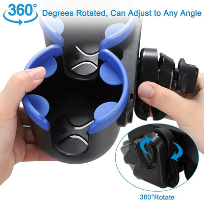 Accmor Stroller Cup Holder with Phone Holder, Bike Cup Holder, Universal Cup Holder for Uppababy Nuna Doona Strollers, 2-in-1 Cup Holder for Walker, Wheelchair, Scooter - Colors B
