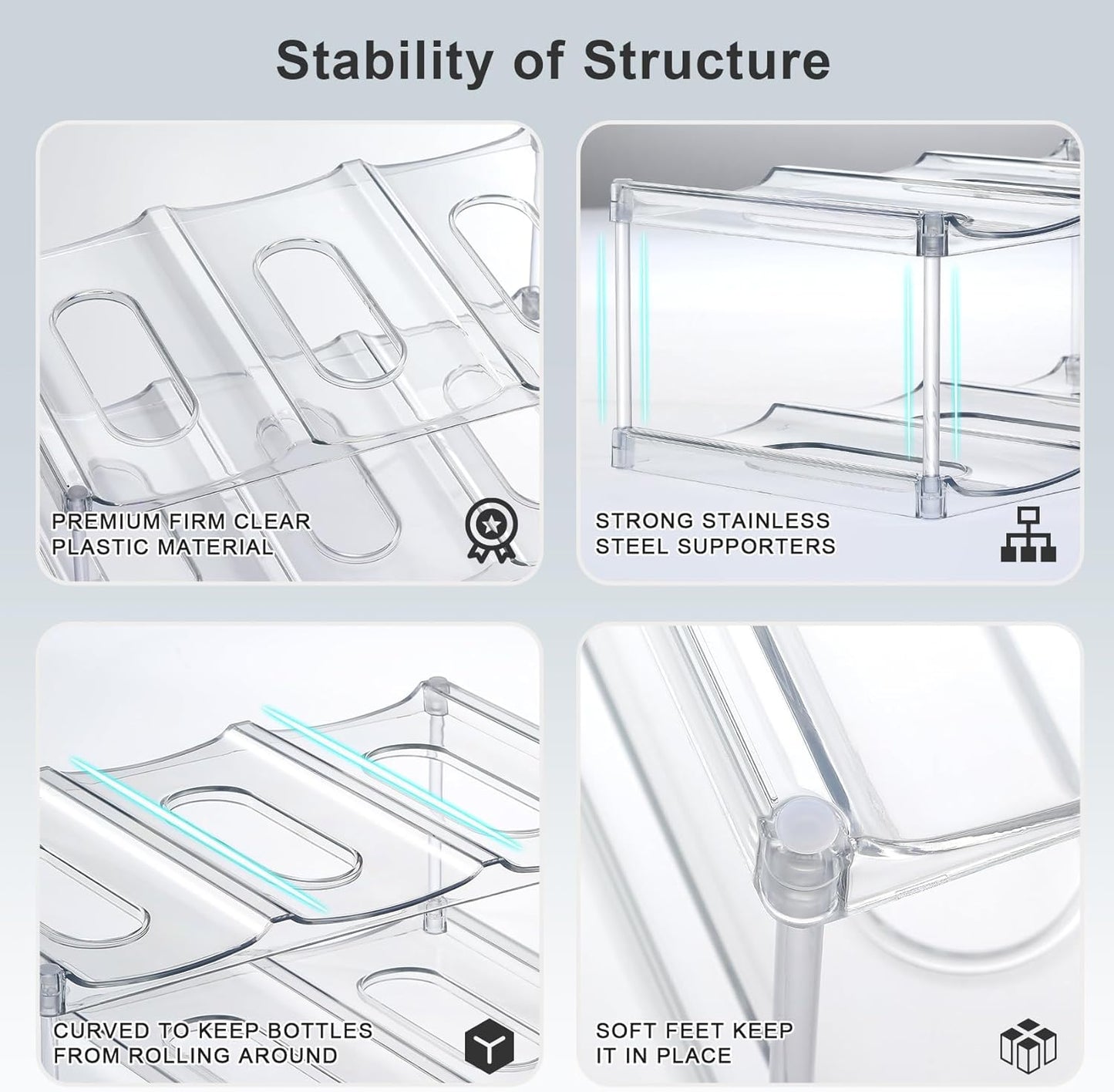 Design for Stanley 40 OZ & Large Bottles & Tumblers with Handle - Acrylic Water Bottle Organizer - Stackable Clear Wine Rack Cup Holder for Home Kitchen Pantry Shelf Countertop Cabinet, 4 Tier Hold 16