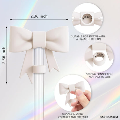 Compatible with Stanley Cup Accessories - 3Pcs 10mm Bow Straw Topper Compatible with Stanley Cup Straw Cover Cap, 2pcs Pink Bow Charms for Stanley 30&40 Oz Tumbler with Handle