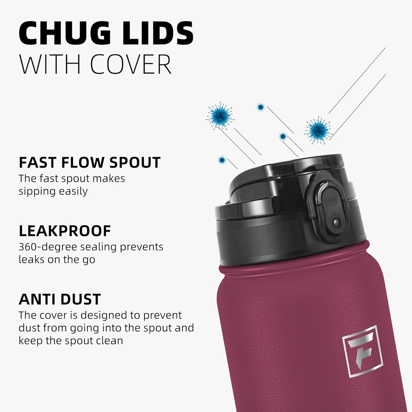 Fanhaw 20 oz Insulated Stainless Steel Water Bottle with Anti-Dust Chug Lid, Leakproof Vacuum Metal Everyday Use Bottle for Kids, Teens & Adults, Back to School Essentials (Green Blue)