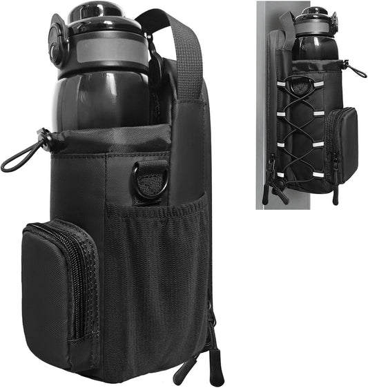 JACZZO Magnetic Gym Bag for Men and Women, Magnetic Water Bottle Holder for Gym, Small Gym Bag, Gym Gifts for Women and Men (Black, <40 OZ)