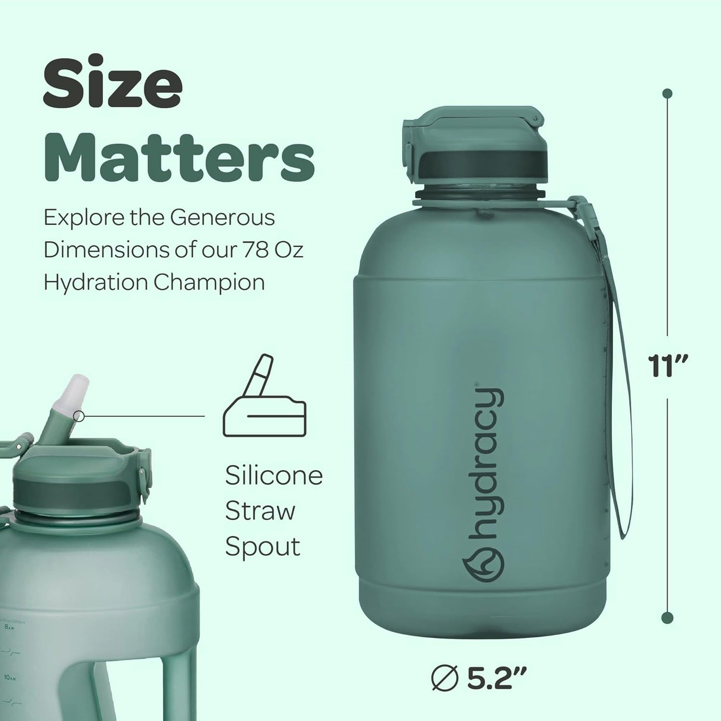 Hydracy Water Bottle with Time Marker -Large BPA Free Water Bottle & No Sweat Sleeve -Leak Proof Gym Bottle with Times to Drink - Ideal for Fitness Sports & Outdoors
