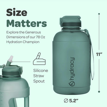 Hydracy Water Bottle with Time Marker -Large BPA Free Water Bottle & No Sweat Sleeve -Leak Proof Gym Bottle with Times to Drink - Ideal for Fitness Sports & Outdoors