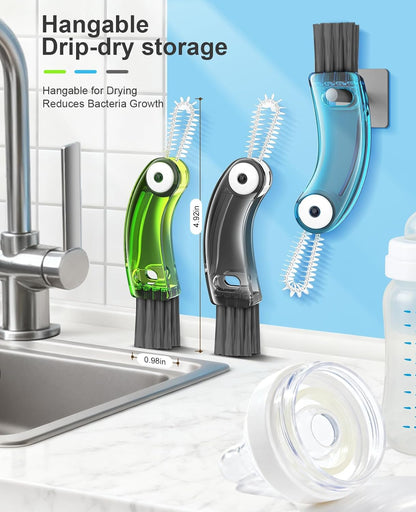 3 in 1 Cup Lid Cleaning Brush 3 PCS - Home Kitchen Multifunctional Cleaning Brush Set, Gap Cleaner Brushs and Portable Travel Bottle Lid Cleaner Tools (Multicolor)