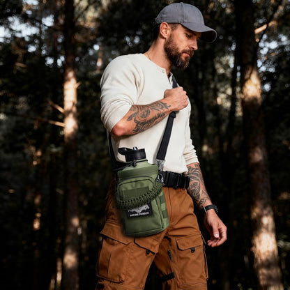 NATURE PIONEOR 32 64 128oz Tactical Water Bottle Pouch, Multi-Function Tactical Water Bottle Bag with Adjustable Shoulder Strap, Half/One Gallon Molle Strap Carrier Holder