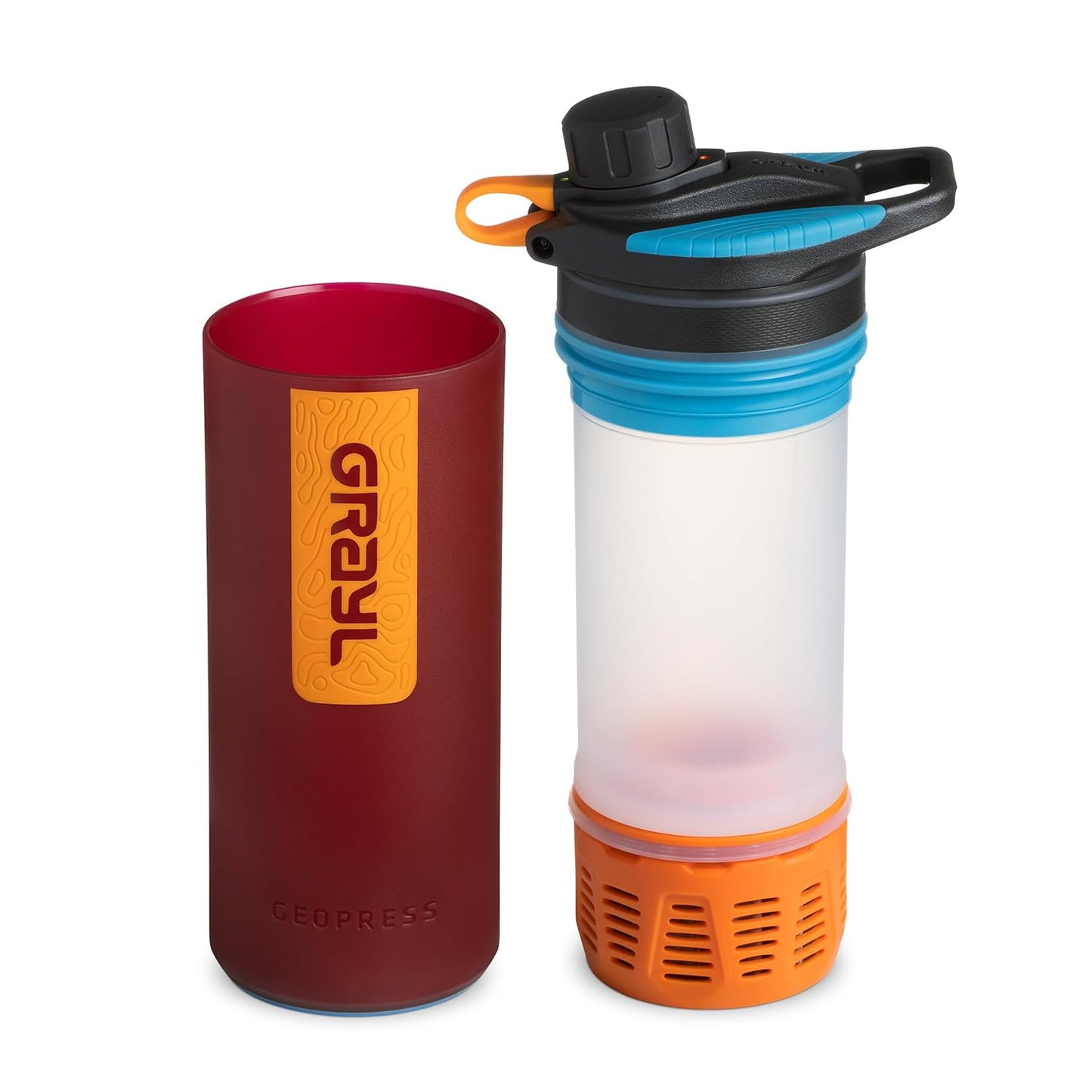 GRAYL GeoPress 24 oz Water Purifier Bottle - Filter for Hiking, Camping, Survival, Travel (Bali Blue)
