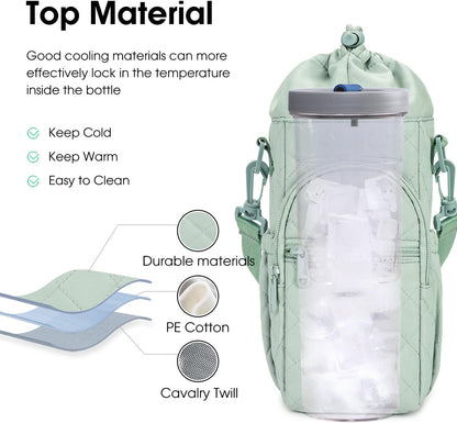 sportsnew Water Bottle Holder 40oz Crossbody Insulated Cup Sleeve Water Bottle Carrier Sling Bag with Phone Pocket, Walking