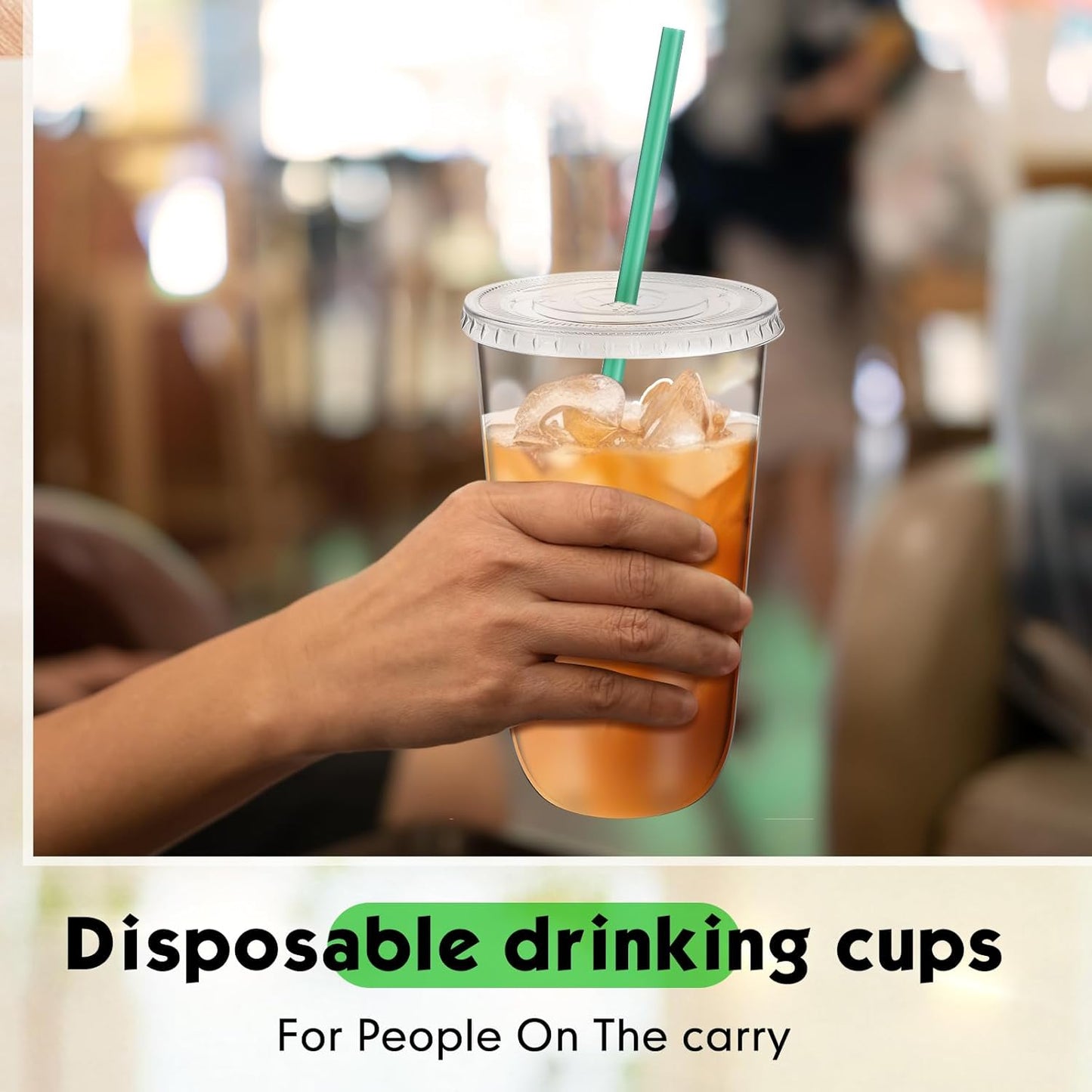 Baderke 25 Set Plastic Cups with Lids and Straws, Disposable Plastic Iced Coffee Cup for Cold Beverage Juice Smoothie Crystal for Coffee Shops Party Catering(Clear,16 oz)