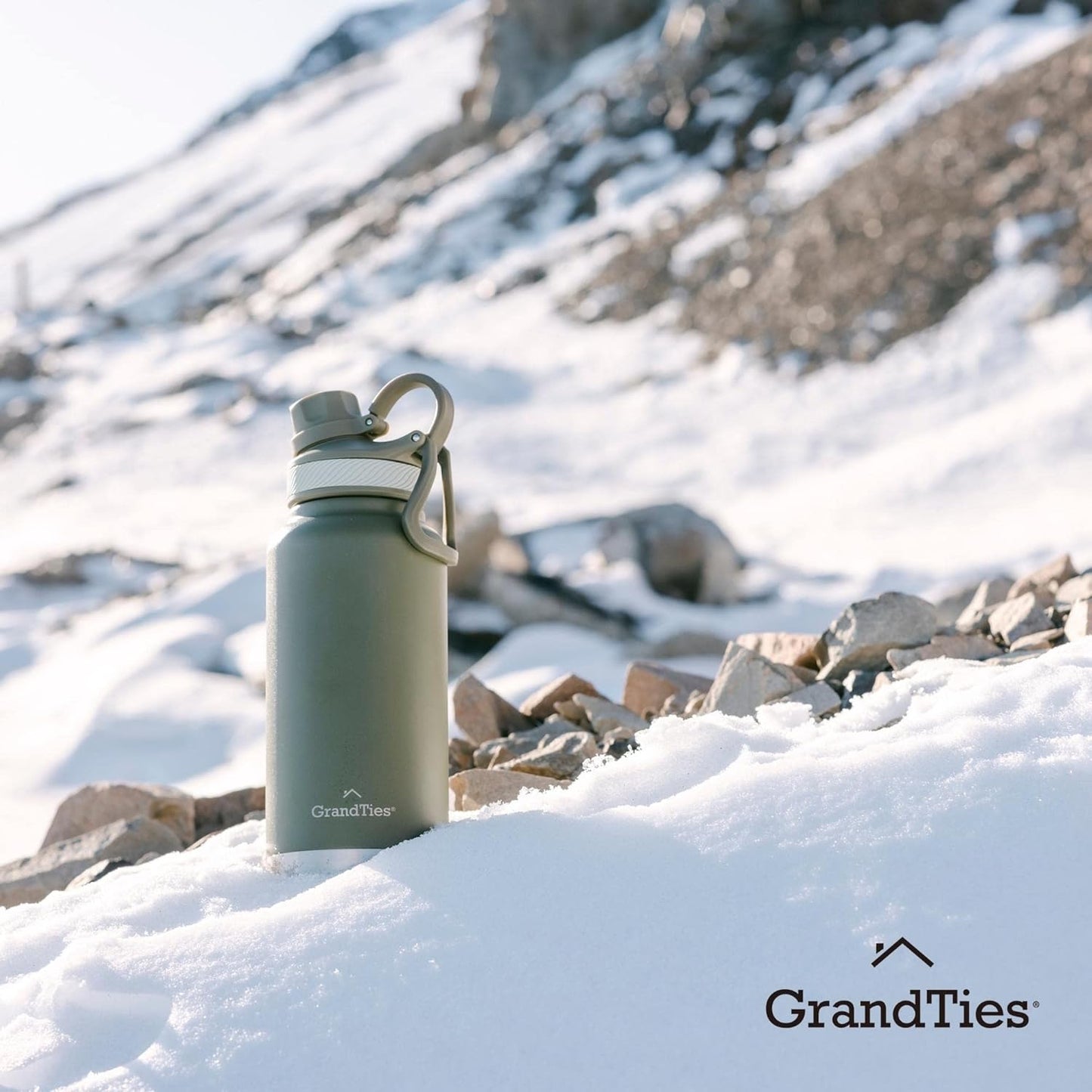 GRANDTIES 2 Lids Sports Stainless Steel Water Bottles – Wide Mouth Vacuum Insulated Reusable Leak Proof BPA-Free Travel Metal Canteen, Thermal Bottles for Men Women Gym (Ivory White 32 oz)