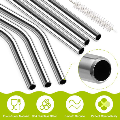 6 Pack Stainless Steel Straw Replacement 40 oz for Stanley Adventure Travel Tumbler, Reusable Straws with Cleaning Brush Compatible with Stanley 40oz Cup Tumbler