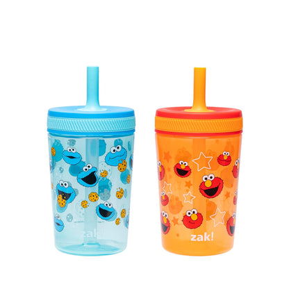 Zak Designs 15oz Bluey Kelso Tumbler Set, Leak-Proof Screw-On Lid with Straw Made of Durable Plastic and Silicone, Perfect Bundle for Kids, 2 Count (Pack of 1) - Colors A