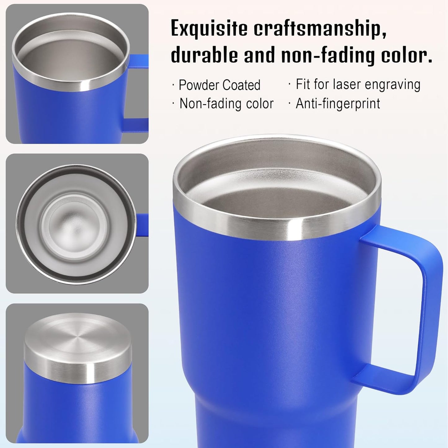 20 oz Tumbler with Handle and Lid, Stainless Steel Tumbler Insulated Travel Coffee Mug, Spill Proof Double Wall Vacuum Tumbler Cup Keep Drink Hot & Cold,White, 1 Pack